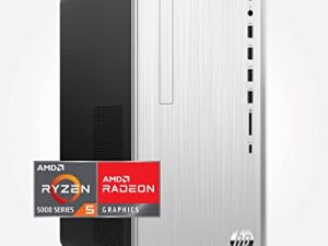 كمبيوتر سطح المكتب HP Pavilion ، AMD Ryzen 5 5600G ، ذاكرة وصول عشوائي (RAM) 12 جيجابايت ، 512 جيجابايت SSD ، Windows 11 Home ، Wi-Fi 5 واتصال بلوتوث ، 9 منافذ USB ، لوحة مفاتيح وماوس سلكية كومبو ، برج كمبيوتر مدمج مسبقًا (TP01-2040 ، 2022)