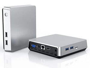 كمبيوتر صغير بدون مروحة معالج Intel Atom Z8350 ، كمبيوتر مكتبي صغير يعمل بنظام Windows 10 Pro ، 4GB LDDR3 64GB EMMC ، دعم كمبيوتر صغير شاشة مزدوجة / 4K HD / 2.4G + 5G Dual-Band WiFi for Business Home Theater