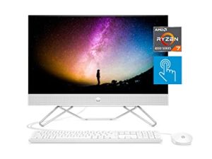 كمبيوتر مكتبي HP 24 بوصة متعدد الإمكانات ، AMD Ryzen 7 5700U ، 16 جيجابايت ، 256 جيجابايت SSD ومحرك أقراص ثابتة 1 تيرابايت ، شاشة لمس IPS عالية الدقة بالكامل ، Windows 11 Home ، 4 منافذ USB ، كاميرا الخصوصية ، ميكروفونات مزدوجة ، لوحة مفاتيح وماوس ( 24-cb0090، 2021)