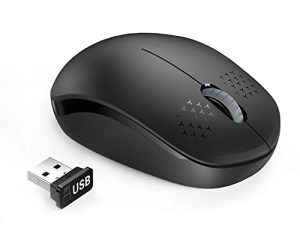 ماوس لاسلكي - ماوس لاسلكي 2.4 جيجا مع مستقبل USB نانو للكمبيوتر مع نقرة بلا ضوضاء لأجهزة الكمبيوتر المحمول والكمبيوتر الشخصي والتابلت والكمبيوتر وماك - أسود