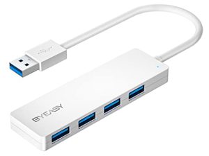 BYEASY USB Hub ، مقسم USB لأجهزة الكمبيوتر المحمول ، موزع USB 3.0 متعدد المنافذ ، موزع متعدد منافذ USB ، موزع بيانات سريع 4 منافذ USB متوافق مع Windows PC ، Mac ، الطابعة ، HDD المحمول (أبيض)