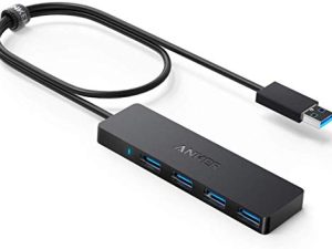 Anker 4-Port USB 3.0 Hub ، لوحة وصل USB فائقة النحافة مع كابل ممتد بطول 2 قدم [الشحن غير مدعوم] ، لأجهزة MacBook و Mac Pro و Mac mini و iMac و Surface Pro و XPS والكمبيوتر الشخصي ومحرك أقراص فلاش ومحرك أقراص ثابتة متنقل
