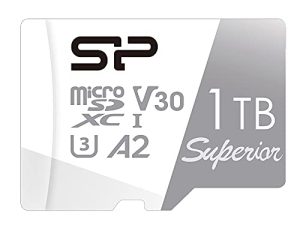 سيليكون باور 1 تيرابايت سوبريور مايكرو SDXC UHS-I (U3) ، V30 4K A2 ، متوافق مع Nintendo-Switch ، Steam Deck ، بطاقة MicroSD عالية السرعة مع محول