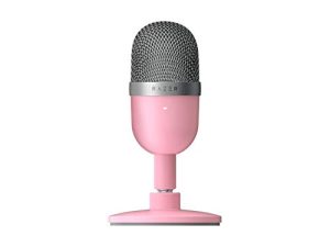 ميكروفون مكثف USB صغير من Razer Seiren: للبث والألعاب على الكمبيوتر - جودة تسجيل احترافية - نمط التقاط فائق الدقة - حامل مائل - مقاوم للصدمات - وردي كوارتز