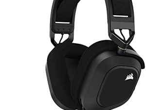 سماعة رأس لاسلكية للألعاب من كورسير HS80 RGB مع صوت Dolby Atmos (زمن انتقال منخفض ، ميكروفون متعدد الاتجاهات ، نطاق 60 قدم ، عمر بطارية يصل إلى 20 ساعة ، توافق لاسلكي PS5 / PS4) أسود