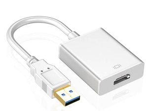 محول USB إلى HDMI ، SENGKOB USB 3.0 / 2.0 إلى HDMI 1080P محول كبل رسومات الفيديو مع صوت لأجهزة الكمبيوتر المحمول جهاز عرض HDTV متوافق مع Windows XP 7/8 / 8.1 / 10-Silver