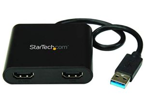 StarTech.com USB 3.0 to Dual HDMI Adapter - 1x 4K 30Hz & 1x 1080p - فيديو خارجي وبطاقة رسومات - USB Type-A إلى HDMI Dual Monitor Display Adapter - يدعم Windows فقط - أسود (USB32HD2)