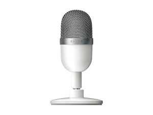 ميكروفون مكثف USB صغير من Razer Seiren: للبث والألعاب على جهاز الكمبيوتر - جودة تسجيل احترافية - نمط الالتقاط الفائق الدقة - حامل مائل - مقاوم للصدمات - أبيض زئبقي