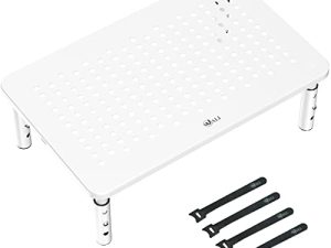 WALI Monitor Stand Riser ، أبيض قابل للتعديل حامل الكمبيوتر المحمول حامل الناهض ، 3 ارتفاع قابل للتعديل أسفل تخزين لمستلزمات المكتب (STT003-W) ، 1 حزمة ، أبيض