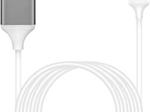 [معتمد من Apple MFi] محول Lightning إلى HDMI للهاتف إلى التلفزيون ، متوافق مع iPhone ، iPad ، موصل شاشة مزامنة متصل مباشرة على تلفزيون / شاشة / جهاز عرض عالي الدقة لا تحتاج إلى مصدر طاقة (أبيض)