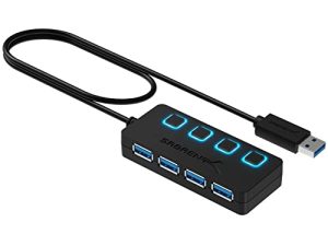 موزع Sabrent 4 منافذ USB 3.0 مع مفاتيح طاقة LED فردية (HB-UM43)