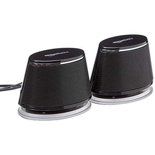 سماعات أمازون بيسيكس USB Plug-n-Play للكمبيوتر الشخصي أو الكمبيوتر المحمول ، أسود - مجموعة من 2 سماعات أمازون بيسيكس USB Plug-n-Play للكمبيوتر الشخصي أو الكمبيوتر المحمول ، أسود - مجموعة من 2