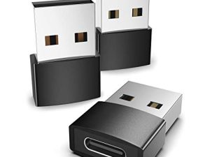محول Syntech USB C أنثى إلى USB ذكر حزمة من 3 محولات من النوع C إلى USB A متوافق مع iPhone 13 12 Pro Max iPad Air 6 Apple Watch Series 7 AirPods 3 Samsung Galaxy إلخ ، أسود