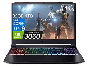 Acer 2022 Nitro 5 (15.6 "FHD 144Hz ، Intel i9-11900H ، 32 جيجابايت رام ، 1 تيرا بايت PCle SSD ، GeForce RTX 3060 6GB) ، كمبيوتر محمول للألعاب بإضاءة خلفية RGB ، كاميرا ويب ، Killer Wi-Fi 6 ، DTS: X Audio ، Ray Tracing ، Windows 11 الصفحة الرئيسية