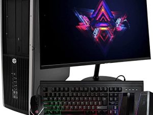 كمبيوتر سطح المكتب HP Elite | إنتل رباعي النواة i5 | 8 جيجا رام | هارد ديسك 1 تيرا بايت | شاشة LCD مقاس 24 بوصة (1080 بكسل HDMI) ولوحة مفاتيح RGB + ماوس | مكبرات صوت مكتبية RGB | واي فاي + بلوتوث | Windows 10 (مجدد)