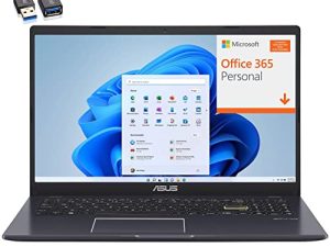 جهاز كمبيوتر محمول ASUS L510 مقاس 15.6 بوصة رفيع للغاية ، معالج Intel Pentium Silver N5030 رباعي النواة ، ذاكرة وصول عشوائي DDR4 سعة 4 جيجابايت ، 128 جيجابايت eMMC ، AC WiFi ، Bluetooth ، USB-C ، مكتب 365 لمدة عام واحد ، أسود ، Windows 11 S ، كابل تمديد USB BROAG