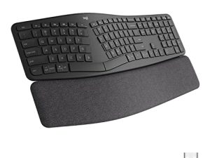 لوحة مفاتيح لوجيتك ERGO K860 لاسلكية مريحة - لوحة مفاتيح منفصلة ، مسند للمعصم ، كتابة طبيعية ، قماش مقاوم للبقع ، اتصال Bluetooth و USB ، متوافق مع Windows / Mac