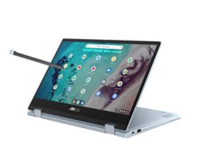 ASUS Chromebook Flip CX3 ، شاشة لمس 14 بوصة FHD NanoEdge ، معالج Intel Core i3-1110G4 ، 128 جيجابايت SSD ، 8 جيجابايت رام ، قلم مرقم ، لوحة مفاتيح بإضاءة خلفية ، Wi-Fi 6 ، Chrome OS ، AI Blue ، CX3400FMA-DH388T-S