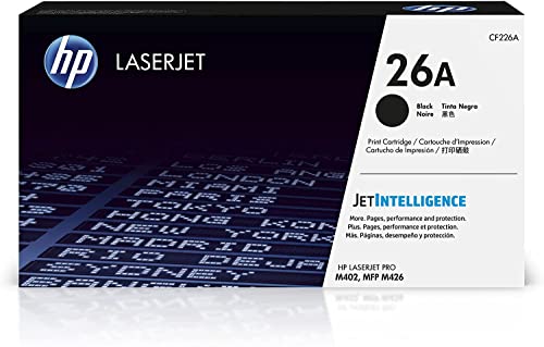 خرطوشة مسحوق حبر أسود أصلية HP 26A | يعمل مع سلسلة HP LaserJet Pro M402 وسلسلة HP LaserJet Pro MFP M426 | CF226A خرطوشة مسحوق حبر أسود أصلية HP 26A | يعمل مع سلسلة HP LaserJet Pro M402 وسلسلة HP LaserJet Pro MFP M426 | CF226A