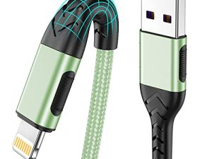شاحن هاتف Durcord ، [معتمد من MFi] 3 عبوات 3FT USB A كابل لكابل شاحن Lightning طويل ، سلك شحن iPhone سريع لهاتف iPhone Xs Max / XS / XR / X / 8/7 / 6S / 6 / Plus / SE / iPad (أخضر فاتح )