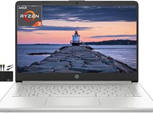 HP 2022 أحدث كمبيوتر محمول عالي الدقة 14 بوصة ، AMD Ryzen 3 3250U (Upto 3.5GHz ، Beat i5-7200U) ، 8GB RAM ، 128GB SSD ، HD Webcam ، WiFi ، Bluetooth ، HDMI ، USB-A & C ، بطارية 10+ ساعات ، Win 11 S + Marxsolcables