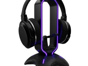 حامل سماعة رأس مائل Nation RGB وحامل سماعة رأس للألعاب لعرض المكتب مع حامل سلك بنجي - حامل سماعة الألعاب مع محور USB 3.0 لأجهزة Xbox و PS4 والكمبيوتر الشخصي - هدية مثالية لملحقات الألعاب