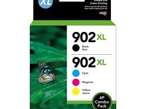 خرطوشة حبر 902XL متوافقة مع طابعات HP 902 XL عالية الإنتاجية مع Officejet Pro 6978 6968 6970 6960 6962 6958 6954 6950 6951 طابعات (أسود ، سماوي ، أرجواني ، أصفر ، 4 عبوات مجمعة)