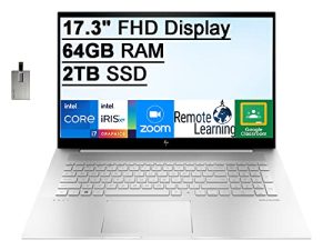 2022 HP Envy 17.3 "FHD Touchscreen Laptop، Intel Core i7-1165G7، 64GB RAM، 2TB SSD، Backlit Keyboard، Intel Iris Xe Graphics، Fingerprint Reader، Webcam، Windows 11 Pro، Silver، 32GB USB Card