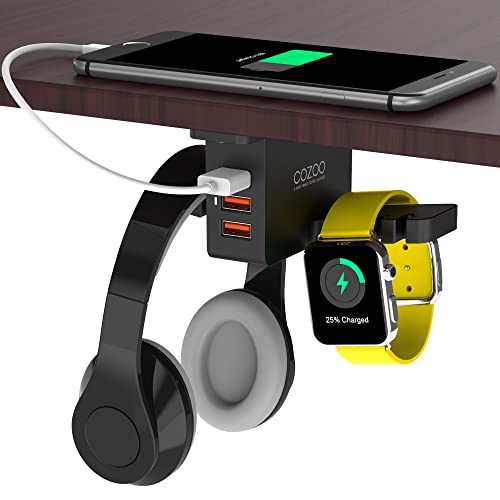 حامل سماعة الرأس مع شاحن USB COZOO أسفل مكتب حامل سماعة الرأس مع 3 منافذ USB شحن وحامل iWatch للساعة الذكية ومنصة شحن مزدوجة خطاف تعليق سماعة الأذن ، تم اختباره من قبل UL حامل سماعة الرأس مع شاحن USB COZOO أسفل مكتب حامل سماعة الرأس مع 3 منافذ USB شحن وحامل iWatch للساعة الذكية ومنصة شحن مزدوجة خطاف تعليق سماعة الأذن ، تم اختباره من قبل UL