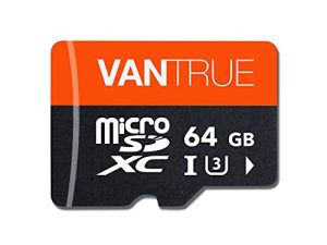 بطاقة microSD بسعة 64 جيجا بايت من Vantrue مع محول وبطاقة SD عالية السرعة U3 UHS-I لكاميرات Dash وكاميرات الفيديو بنظام أمان المنزل