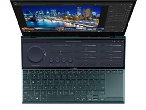 ASUS ZenBook Duo 14 UX482 14 ”FHD Touch Display، Intel Evo Platform، Core i7-1195G7، 8GB RAM، 512GB PCIe SSD، ScreenPad Plus، Windows 10 Home، Wifi 6E، Celestial Blue، UX482EAR-DB71T