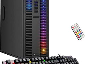 HP EliteDesk Desktop RGB Lights معالج AMD A-Series 16 جيجا بايت رام ، 512 جيجا بايت SSD ، ويندوز 10 برو 64 بت ، واي فاي ، لوحة مفاتيح وماوس للكمبيوتر الشخصي للألعاب (مجدد)