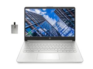 2022 HP 14 "HD Display Laptop، AMD Ryzen 3-3250U، 16GB RAM، 256GB PCIe SSD، AMD Radeon Graphics، HP True Vision HD Camera، Bluetooth، Windows 11 S، Silver، 32GB Snow Bell USB Card