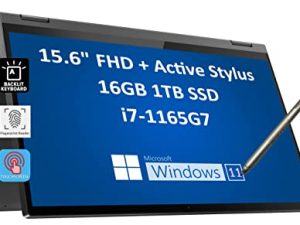 Lenovo IdeaPad Flex 5 5i 15.6 "FHD 2-in-1 Touchscreen (Intel 4-Core i7-1165G7، 16GB RAM، 1TB PCIe SSD، Webcam، Active Stylus)، Full HD IPS Convertible Laptop، Fingerprint، Backlit، Windows 11 Home