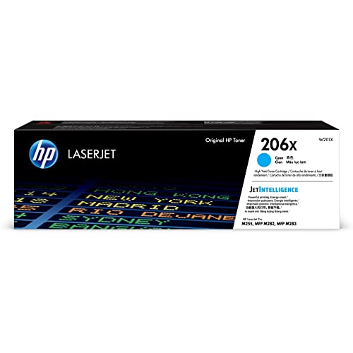 خرطوشة مسحوق حبر أصلية باللون السماوي HP 206X عالية الإنتاجية | تعمل مع طابعات HP Color LaserJet Pro M255 و HP Color LaserJet Pro MFP M282 و M283 Series | W2111X خرطوشة مسحوق حبر أصلية باللون السماوي HP 206X عالية الإنتاجية | تعمل مع طابعات HP Color LaserJet Pro M255 و HP Color LaserJet Pro MFP M282 و M283 Series | W2111X