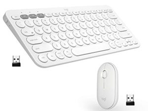 لوجيتك K380 + M350 لوحة مفاتيح لاسلكية وماوس كومبو - تصميم نحيف محمول ، نقرات هادئة ، عمر بطارية طويل ، اتصال Bluetooth ، أجهزة متعددة مع Easy-Switch لنظام التشغيل Mac و Chrome OS و Windows-White