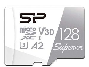 Silicon Power 128GB Superior Micro SDXC UHS-I (U3) ، V30 4K A2 ، بطاقة MicroSD عالية السرعة مع محول