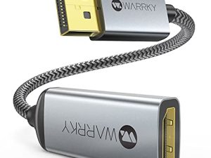 4K DisplayPort إلى كابل محول HDMI ، WARRKY (2K 60Hz ، 1080p 120Hz) محول DP PC أحادي الاتجاه عالي السرعة إلى HDMI متوافق مع HP و Dell و GPU و AMD و NVIDIA والمزيد. ذكر إلى أنثى. سلبي