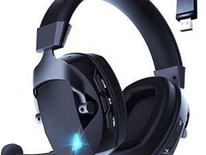 سماعة رأس لاسلكية للألعاب مع ميكروفون قابل للفصل للضوضاء ، 2.4G Bluetooth - USB - 3.5mm Wired Jack 3 Modes Wireless Gaming Headphones for PC، PS4، PS5، Mac، Switch، Phone، Tablet