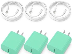 3 عبوات [معتمد من Apple MFi] iPhone 14 13 Fast Charger 20W PD USB C Wall Charger Adapter with 6FT Type C to Lightning Cable متوافق مع iPhone 14 13 Pro / 13/12/12 Mini / 12 Pro Max / 11 Pro Max / XS Max