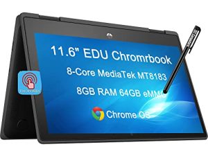 HP 2022 Chromebook X360 11 G3 11.6 "HD 2-in-1 Touchscreen (8-Core MediaTek MT8183، 8GB RAM، 64GB eMMC، Stylus، Webcam، Wi-Fi، IPS) Flip Convertible Home & Education Laptop، IST Pen، Chrome OS