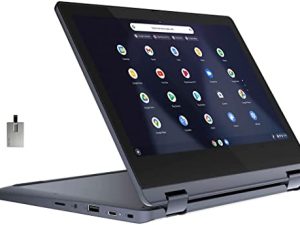 2022 Lenovo Flex 3 Touchscreen Chromebook ، 2 في 1 11.6 بوصة عالية الدقة للكمبيوتر المحمول للأعمال والطلاب ، وحدة المعالجة المركزية MT8183 ، 4 جيجابايت LPDDR3 ، 64 جيجابايت eMMC ، كاميرا ويب ، أزرق ، Chrome OS ، بطاقة USB 32 جيجابايت
