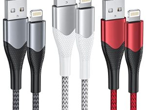 سلك شحن iPhone معتمد من MFi 3 عبوات بطول 6 أقدام كابل البرق السريع من النايلون المضفر ومزامنة البيانات لأسلاك الهاتف لهاتف iPhone 14 13 12 11 Pro Max Xs Xr X 8 7 6 Plus 5 SE