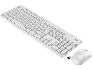 لوجيتك MK295 ماوس لاسلكي ولوحة مفاتيح كومبو مع تقنية SilentTouch ، لوحة رقمية كاملة ، تتبع بصري متقدم ، لاسلكي خالٍ من التأخير ، ضوضاء أقل بنسبة 90٪ - أوف وايت