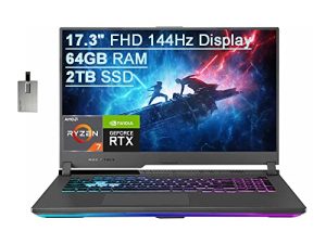 ASUS 2021 ROG Strix G17 17.3 "FHD 144Hz Gaming Laptop، AMD Ryzen 7-4800H، 64GB RAM، 2TB PCIe SSD، Backlit Keyboard، NVIDIA GeForce RTX 3060 Graphics، Windows 10، Gray، 32GB USB SnowBell Card