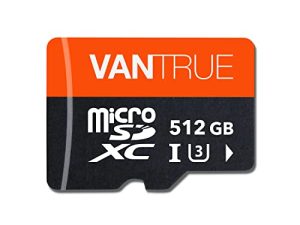 بطاقة SD Vantrue 512 جيجا بايت microSDXC UHS-I U3 4K UHD فيديو عالي السرعة لمراقبة نقل الفيديو مع محول لكاميرات Dash وكاميرات الجسم وكاميرا الحركة وكاميرات المراقبة والأمن
