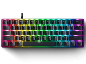 لوحة مفاتيح الألعاب Razer Huntsman Mini 60٪: مفاتيح سريعة للوحة المفاتيح - مفاتيح بصرية خطية - إضاءة Chroma RGB - مفاتيح PBT - ذاكرة مدمجة - أسود كلاسيكي