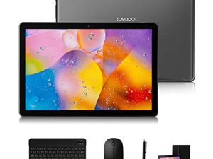 تابلت TOSCiDO Android 11 10 بوصة ، جهاز لوحي Android ، ثماني النواة ، ذاكرة وصول عشوائي 4 جيجا بايت 64 جيجا بايت ، 72 ساعة في وضع الاستعداد ، GPS / دعم WiFi فقط / بلوتوث / لوحة مفاتيح / ماوس / حافظة كمبيوتر لوحي والمزيد - رمادي