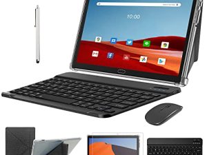 الكمبيوتر اللوحي 2023 الأحدث 2 في 1 تابلت 10 بوصات Android 11 4G الخلوي مع فتحة بطاقة SIM مزدوجة 4 جيجابايت + 64 جيجابايت + 512 جيجابايت تخزين قابل للتوسيع ثماني النواة كاميرا 13 ميجابيكسل WIFI تابلت مع لوحة مفاتيح وماوس قلم (أسود)