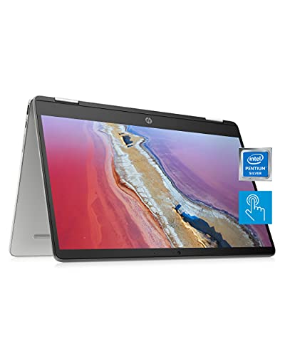 HP Chromebook x360 14a 2-in-1 Laptop، Intel Pentium Silver N5030، 4 GB RAM، 64 GB eMMC، 14 ”HD Micro-Edge Touchscreen، Chrome OS، 720p Webcam، Dual Speakers، Long Battery Life (14a-ca0023nr، 2021 ) HP Chromebook x360 14a 2-in-1 Laptop، Intel Pentium Silver N5030، 4 GB RAM، 64 GB eMMC، 14 ”HD Micro-Edge Touchscreen، Chrome OS، 720p Webcam، Dual Speakers، Long Battery Life (14a-ca0023nr، 2021 )
